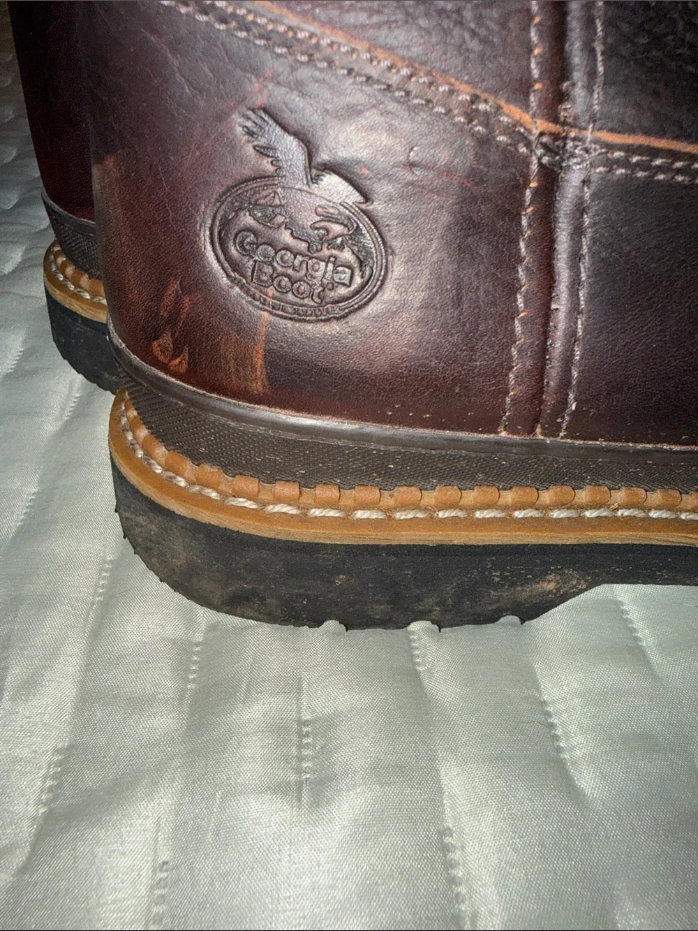Georgia Boot Brown Leather Work Boots Steeled Toe slip Resistant